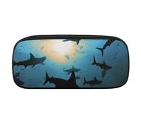 BVKWNTSA Trousse à crayons de grande capacité - Multifonction, requins marteaux, organiseur de papeterie imprimé, trousse à crayons, trousse à stylos, bureau, trousse à crayons