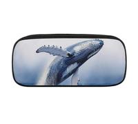 BVKWNTSA Trousse à crayons de grande capacité - Multifonctionnelle, organiseur de papeterie imprimé baleine de l'océan bleu, trousse à crayons, trousse à stylos, bureau, trousse à crayons