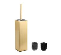 BVL Brosse Or Brossér, Brosse Toilettes WC Metal Incluant 2 Têtes de Brosse, Balai WC Carré Autoportant pour la Salle de Bains