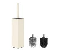 BVL Brosse WC Blanc, Brosse Toilettes WC Metal Incluant 2 Têtes de Brosse, Balai WC Carré Autoportant pour la Salle de Bains