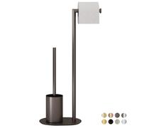 BVL Garniture WC Gris, Garniture WC en Acier Inoxydable avec Porte-Papier Toilette, Brosse WC Brosse WC Porte-Papier Toilette Debout