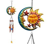 BVLFOOK Carillon éolien en Forme d'étoile pour décoration de Jardin, Tubes en Aluminium avec Attrape-Soleil en Forme d'étoile, Carillon éolien à Suspendre pour Porche, terrasse, Balcon, 94 cm