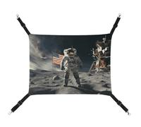 BVNMT Astronaut Landing on The Moon Hamac en toile imprimée pour animaux de compagnie - Respirant et pliable pour chats, chiens et petits animaux de compagnie - Idéal pour la maison, les voyages et