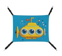 BVNMT Hamac en toile imprimée sous-marin jaune pour animaux de compagnie - Respirant et pliable pour chats, chiens et petits animaux de compagnie - Idéal pour la maison, les voyages et l'hôpital pour