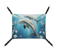 BVNMT Kiss Dolphin Tale Hamac en toile imprimée pour animaux de compagnie - Respirant et pliable pour chats, chiens et petits animaux de compagnie - Idéal pour la maison, les voyages et l'hôpital pour