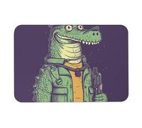 BVNMT Tapis absorbant l'eau avec pistolet imprimé crocodile antidérapant pour intérieur et extérieur 60 x 40 cm