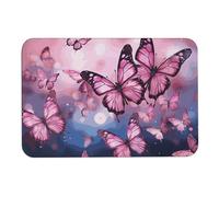 BVNMT Tapis absorbant l'eau, motif papillons roses, tapis de sol antidérapant pour intérieur et extérieur, 60 x 40 cm