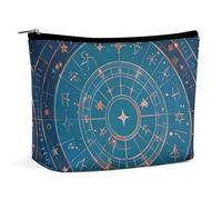 BVNMT Trousse de maquillage portable de grande capacité pour voyage, sac de rangement, lanternes suspendues aux arbres, trousse de toilette imprimée adaptée pour les femmes et les filles, 12 Horoscope