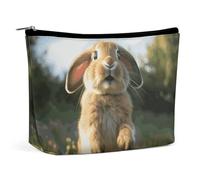 BVNMT Trousse de maquillage portable de grande capacité pour voyage, sac de rangement mignon bébé hippopotame, trousse de toilette imprimée adaptée pour les femmes et les filles, Lapin mignon et drôle