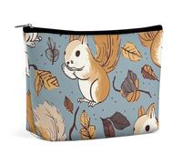 BVNMT Trousse de maquillage portable de grande capacité pour voyage, sac de rangement mignon bébé hippopotame, trousse de toilette imprimée adaptée pour les femmes et les filles, Écureuil mignon, One