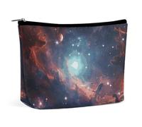 BVNMT Trousse de maquillage portable de grande capacité pour voyage, sac de rangement pour ballon de football, trousse de toilette imprimée à l'eau, adaptée pour les femmes et les filles, Espace avec