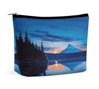 BVNMT Trousse de maquillage portable de grande capacité - Sac de rangement - Adorable cheval - Pour femme et fille, Bleu coucher de soleil, Taille unique