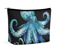 BVNMT Trousse de maquillage portable de grande capacité - Sac de rangement - Adorable cheval - Pour femme et fille, Pieuvre aquarelle bleue, Taille unique