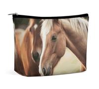 BVNMT Trousse de maquillage portable de grande capacité - Sac de rangement - Adorable cheval - Pour femme et fille, Adorable cheval, Taille unique