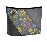 BVNMT Trousse de maquillage portable de grande capacité, sac de rangement amusant pour kangourou zoo, convient pour les femmes et les filles, Skateboard graffiti, Taille unique