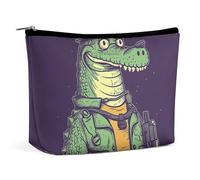 BVNMT Trousse de maquillage portable de grande capacité, sac de rangement de voyage avec pistolet, trousse de toilette imprimée crocodile, convient pour les femmes et les filles, Pistolet de maintien