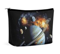 BVNMT Trousse de maquillage portable de grande capacité - Sac de rangement de voyage - Motif crâne de pirate - Convient pour les femmes et les filles, Planet Jupiter, Taille unique