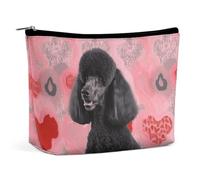 BVNMT Trousse de maquillage portable de grande capacité - Sac de rangement de voyage - Motif fleurs de paon - Pour femme et fille, Caniche rose, Taille unique