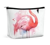 BVNMT Trousse de maquillage portable de grande capacité - Sac de rangement de voyage - Motif fleurs de paon - Pour femme et fille, Aquarelle flamant rose, Taille unique