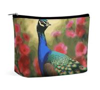 BVNMT Trousse de maquillage portable de grande capacité - Sac de rangement de voyage - Motif fleurs de paon - Pour femme et fille, Fleurs de paon, Taille unique
