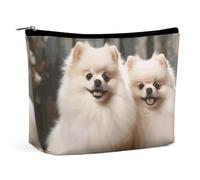 BVNMT Trousse de maquillage portable de grande capacité - Sac de rangement de voyage - Motif hibou violet - Pour femmes et filles, Chien de Poméranie à poils courts, Taille unique