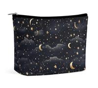 BVNMT Trousse de maquillage portable de grande capacité - Sac de rangement de voyage - Motif hibou violet - Pour femmes et filles, Étoiles et lune sur fond sombre, Taille unique
