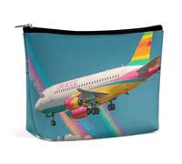 BVNMT Trousse de maquillage portable de grande capacité - Sac de rangement de voyage - Motif panda - Pour femme et fille, Avion arc-en-ciel fantaisie, Taille unique
