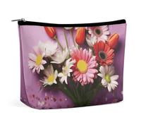 BVNMT Trousse de maquillage portable de grande capacité - Sac de rangement de voyage - Motif paysage du Texas Bluebonnets - Convient pour les femmes et les filles, Fleurs fraîches., Taille unique