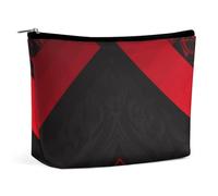 BVNMT Trousse de maquillage portable de grande capacité - Sac de rangement de voyage - Motif raton laveur dans l'arbre d'automne - Trousse de toilette imprimée pour femmes et filles, rouge/noir