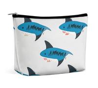 BVNMT Trousse de maquillage portable de grande capacité - Sac de rangement de voyage - Motif requin - Trousse de toilette imprimée pour femmes et filles, Ensemble de motifs requins, Taille unique