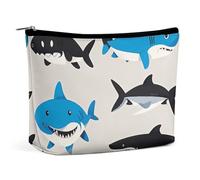 BVNMT Trousse de maquillage portable de grande capacité - Sac de rangement de voyage - Motif requin - Trousse de toilette imprimée pour femmes et filles, Groupe de motifs requins, Taille unique