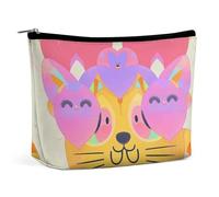 BVNMT Trousse de maquillage portable de grande capacité - Sac de rangement de voyage - Ours mignon - Trousse de toilette adaptée pour les femmes et les filles, Chaton mignon avec cœur, Taille unique