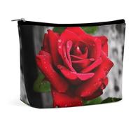 BVNMT Trousse de maquillage portable de grande capacité - Sac de rangement de voyage - Panda rouge - Trousse de toilette adaptée pour les femmes et les filles, Fleurs roses rouges, Taille unique