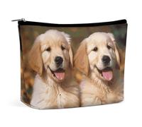 BVNMT Trousse de maquillage portable de grande capacité, sac de rangement de voyage, sac de rangement imprimé marguerite, trousse de toilette adaptée pour les femmes et les filles, Golden Retriever