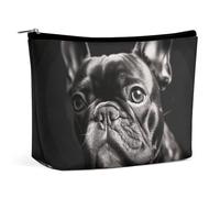 BVNMT Trousse de maquillage portable de grande capacité, sac de rangement de voyage, sac de rangement imprimé marguerite, trousse de toilette adaptée pour les femmes et les filles, Bouledogue français