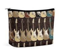 BVNMT Trousse de maquillage portable de grande capacité, sac de rangement de voyage, sac de rangement, sac de toilette imprimé conte de dauphin, convient pour les femmes et les filles, Motif guitare