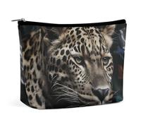 BVNMT Trousse de maquillage portable de grande capacité - Sac de rangement de voyage - Sac de toilette imprimé cheval de rêve - Convient pour les femmes et les filles, Drapeau avec léopard, Taille
