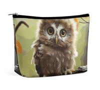 BVNMT Trousse de maquillage portable de grande capacité - Sac de rangement de voyage - Sac de toilette imprimé caniche - Convient pour les femmes et les filles, De vrais bébés hiboux mignons, Taille