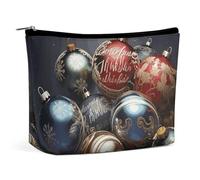 BVNMT Trousse de maquillage portable de grande capacité - Sac de rangement de voyage - Sac de toilette imprimé poule et canard - Convient pour les femmes et les filles, Boules de Noël., Taille unique