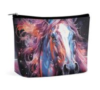 BVNMT Trousse de maquillage portable de grande capacité - Sac de rangement de voyage - Sac de toilette imprimé cheval de rêve - Convient pour les femmes et les filles, Cheval rêveur, Taille unique