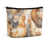 BVNMT Trousse de maquillage portable de grande capacité - Sac de rangement de voyage - Sac de toilette imprimé poule et canard - Convient pour les femmes et les filles, Poulet Canard, Taille unique