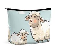 BVNMT Trousse de maquillage portable de grande capacité - Sac de rangement en caoutchouc imprimé canards - Convient pour les femmes et les filles, Dessin animé mouton et agneau, Taille unique