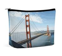 BVNMT Trousse de maquillage portable de grande capacité - Sac de rangement en caoutchouc imprimé canards - Convient pour les femmes et les filles, Pont Golden Gate de San Francisco, Taille unique