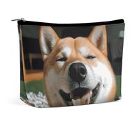 BVNMT Trousse de maquillage portable de grande capacité - Sac de rangement en caoutchouc imprimé canards - Convient pour les femmes et les filles, Shiba Inu Smile Tongue Out, Taille unique