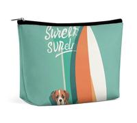 BVNMT Trousse de maquillage portable de grande capacité, sac de rangement pour skateboard, croquis, trousse de toilette adaptée pour les femmes et les filles, Patrons de planche de surf et de chiot