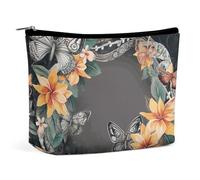BVNMT Trousse de maquillage portable de grande capacité, trousse de maquillage de voyage, sac de rangement, tour Eiffel avec rose, trousse de toilette adaptée pour les femmes et les filles, Images de