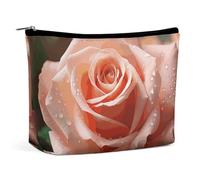 BVNMT Trousse de maquillage portable de grande capacité, trousse de maquillage de voyage, sac de rangement, trousse de toilette imprimée fleur rose, convient pour les femmes et les filles, Rose