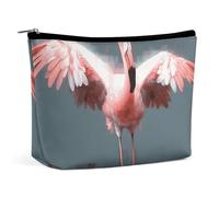 BVNMT Trousse de maquillage portable de grande capacité, trousse de maquillage de voyage, sac de rangement, trousse de toilette imprimée mauvais œil, convient pour les femmes et les filles, flamant