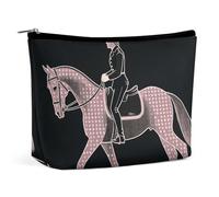 BVNMT Trousse de maquillage portable de grande capacité, trousse de maquillage de voyage, sac de rangement, trousse de toilette imprimée guépard, convient pour les femmes et les filles, Cheval de
