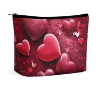 BVNMT Trousse de maquillage portable de grande capacité, trousse de maquillage de voyage, sac de rangement coquilles et sac de toilette imprimé sable, convient pour les femmes et les filles, Cœurs